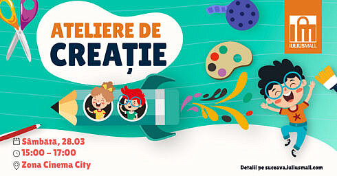 Atelierele de creatie revin la Iulius Mall Suceava un weekend plin de imaginatie si spectacol de teatru pentru copii