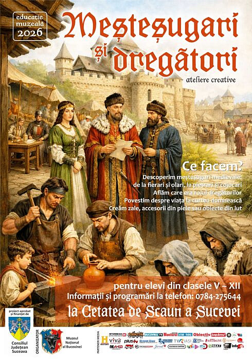 proiectul educational mestesugari si dregatori organizat de muzeul national al bucovinei la cetatea de scaun a sucevei este destinat elevilor din clasele V XII si se va desfasura pe parcursul anului scolar