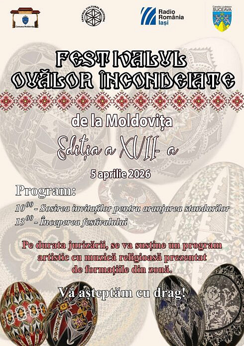 Comuna Moldovita organizeaza cea de a XVII a editie a Festivalului Oualor Incondeiate