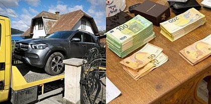 Mercedes de 60000 de euro si 60000 de euro in numerar confiscate de politisti in urma perchezitiilor efectuate la Ocolul Silvic Breza si la domiciliul sefului de ocol intr un dosar ce vizeaza infractiunii legata de regimul silvic foto
