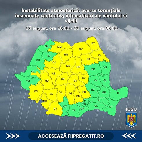 Dup a valul de canicula urm eaza furtuna Judetul Suceava sub avertizare cod galben de ploi torentiale si vant puternic