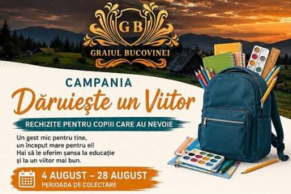 Graiul Bucovinei lanseaza campania Ofera un Viitor pentru ajutorarea copiilor din familii defavorizate