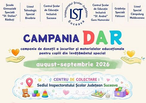 Inspectoratul Scolar Judetean Suceava lanseaza o campanie de donatii de materiale si jocuri educationale pentru elevii din invatamantul special