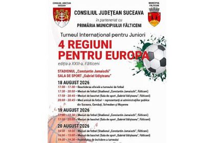Municipiul Falticeni va gazdui intre 16 si 21 august a XXIII a editie a Turneului International pentru juniori 4 Regiuni pentru Europa