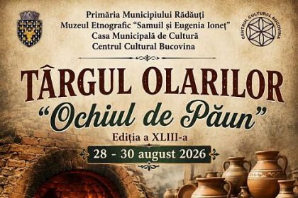 Targul Olarilor Ochiul de Paun se intoarce la Radauti in perioada 28 30 august Cei mai talentai mesteri olari din Romania si Republica Moldova vor prezenta creatii autentice Targul va incluce si un program artistic diversificat