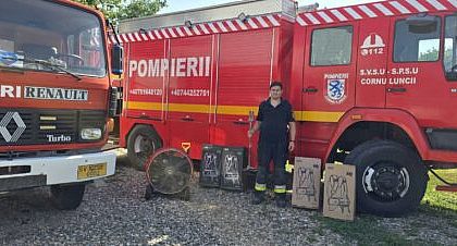 Unul dintre cele mai active si bine echipate Servicii Voluntare de Pompieri din judet cel din Cornu Luncii recunoscut si in strainatate Noul sef Catalin Vacarita a salvat Manastirea Bradatzel de flacari foto