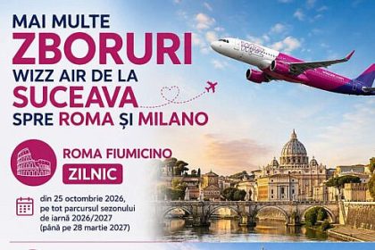 Wizz Air cresc numarul zborurilor de la Suceava catre Roma Fiumicino si Milano Malpensa