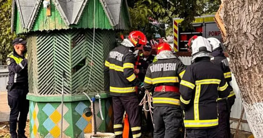 Bătrân de 86 de ani din Zvoriștea, salvat de pompieri dintr-o fântână de 8 metri