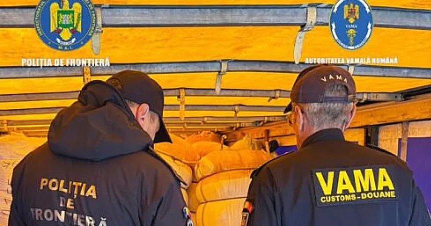64.000 de bunuri de 18,7 milioane de lei, reținute într-un automarfar la Giurgiu