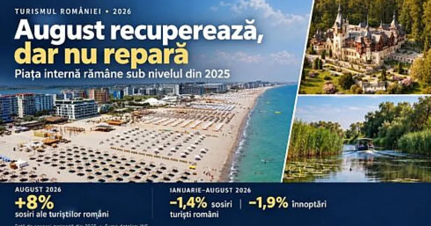 August recuperează, dar nu repară: mai puține sosiri și înnoptări decât anul trecut