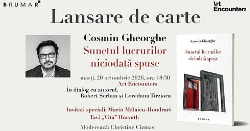 Cosmin Gheorghe lansează romanul „Sunetul lucrurilor niciodată spuse”