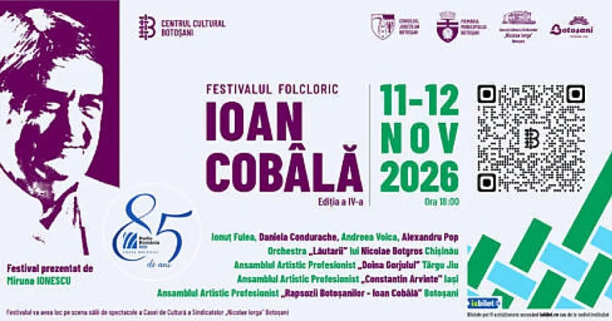 Festivalul „Ioan Cobâlă” revine la Botoșani cu două zile de muzică tradițională