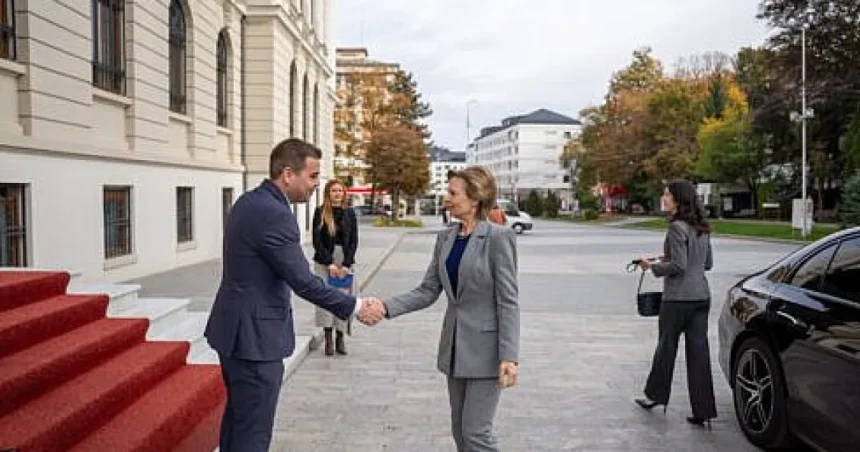 Principesa Sofia, vizită la Palatul Administrativ. A primit albumul „Mănăstirea română”